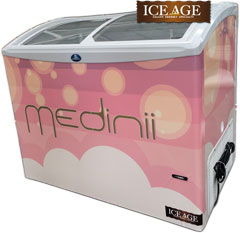 Ice cream freezer with sticker