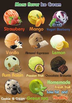 Ice cream menu'