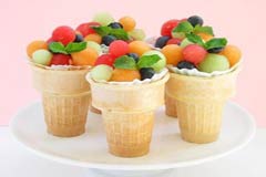 Fruit in ice cream cones