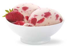 Ice cream and strawberry