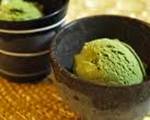 Green tea ice cream scoop